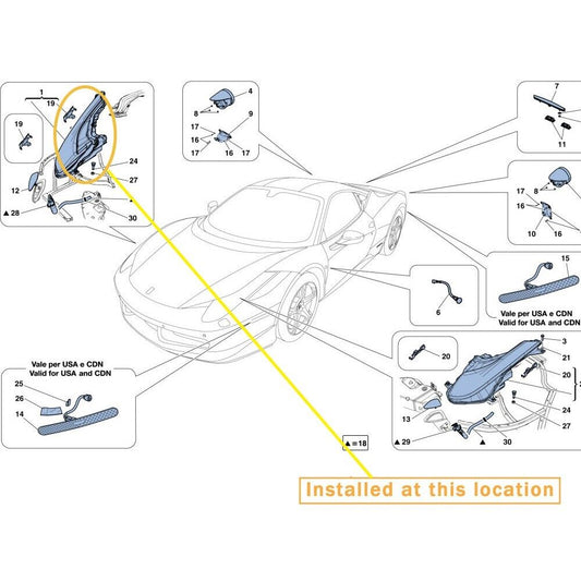 For Ferrari 458 headlampshade Light housing Right OEM:244431 265170 263377