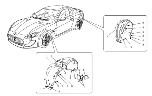 LH RH Front WheelHouse Guard For GranCabrio, GranTurismo 68505500 68505400