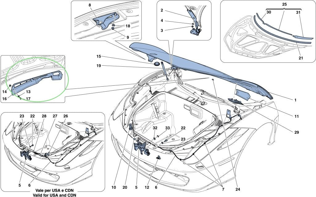 Front Bonnet Hinge For Ferrari 458 488 GTB 83033500 84633000 83033600 84632900