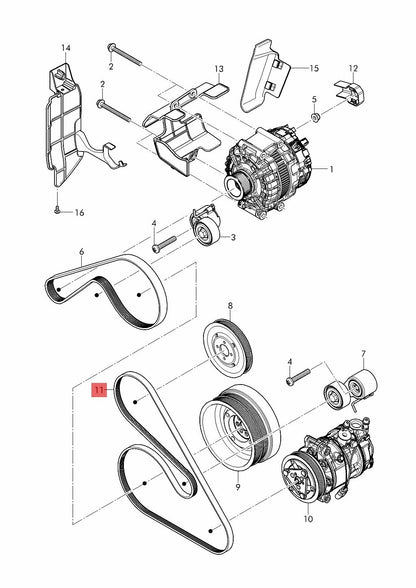 For Bentley Flying Spur Continental Air Compressor Belt  07P145933H