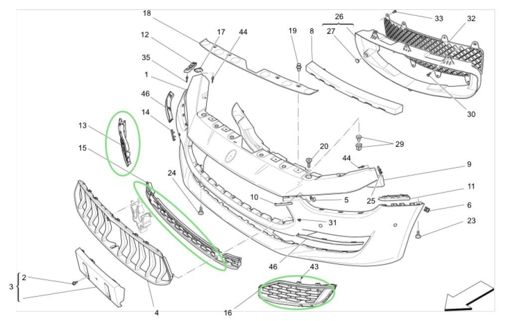 For Maserati Ghibli 2018-2022 Front Bumper Lower Grille Guard Kit