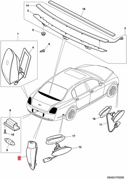Reverse Light Cover Right For Bentley Continental GT GTC  Flying Spur 3W0941072A