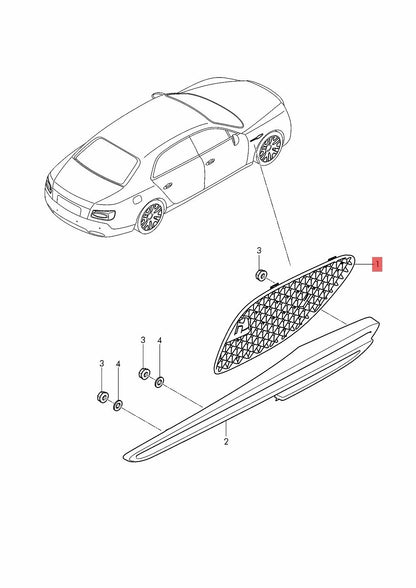 Air Vent Grille For Bentley Flying Spur Front Left Fender 4W0821169B 4W0821941C
